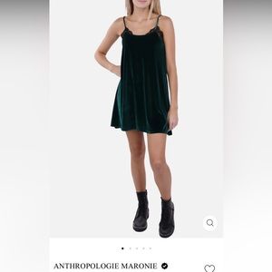 NWT Anthropologie Maronie Black velvet mini dress Size L